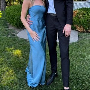 Blue Strapless Formal Dress